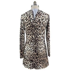 Kristine Accessories Animal Print Bedazzled Poly Spandex Tunic Top Hoodie Sz M
